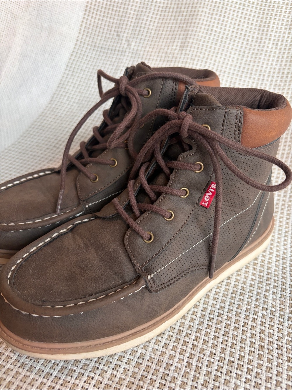 Levi's Boys Dark Brown Leather Chukka Lace-Up Boots